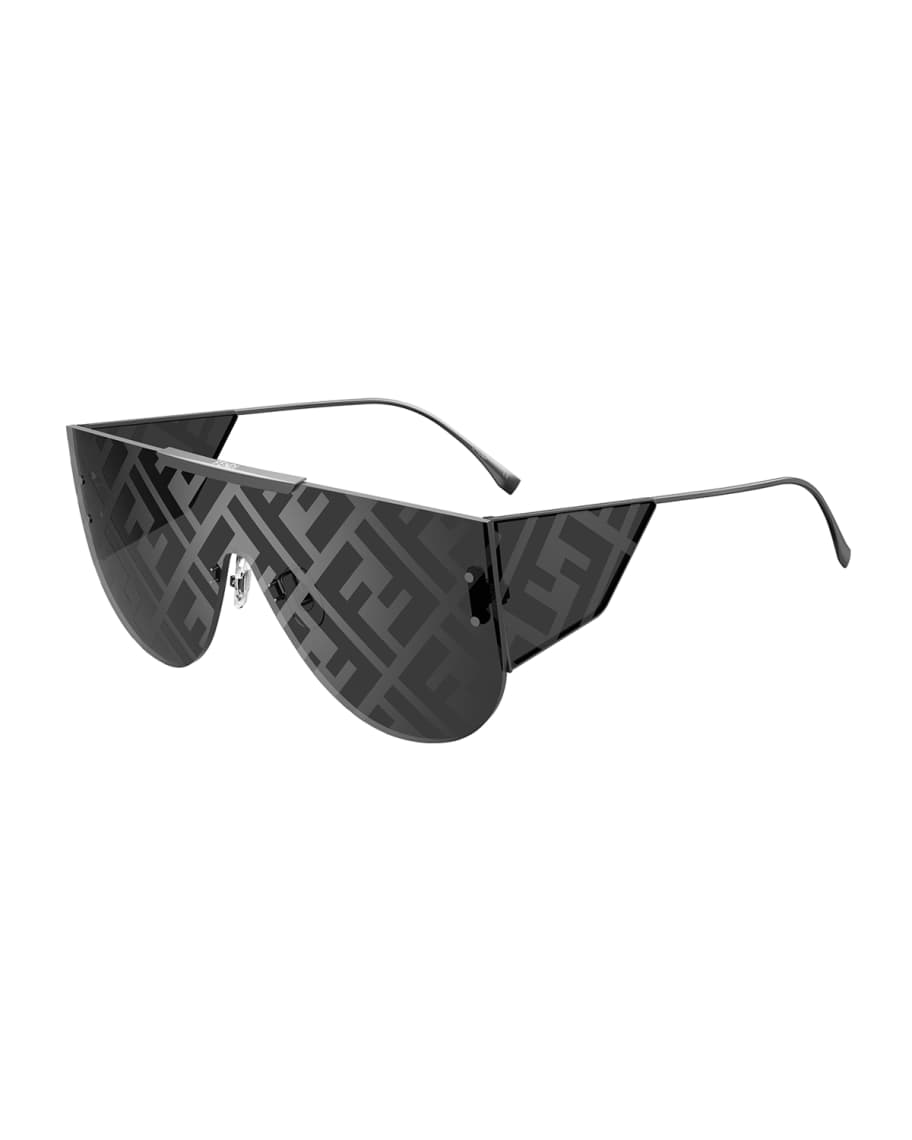 Fendi Men s FF Mirrored Metal Shield Sunglasses Neiman Marcus