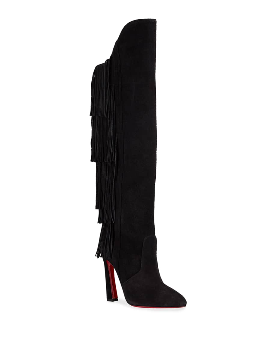 Christian louboutin fringe hotsell boots