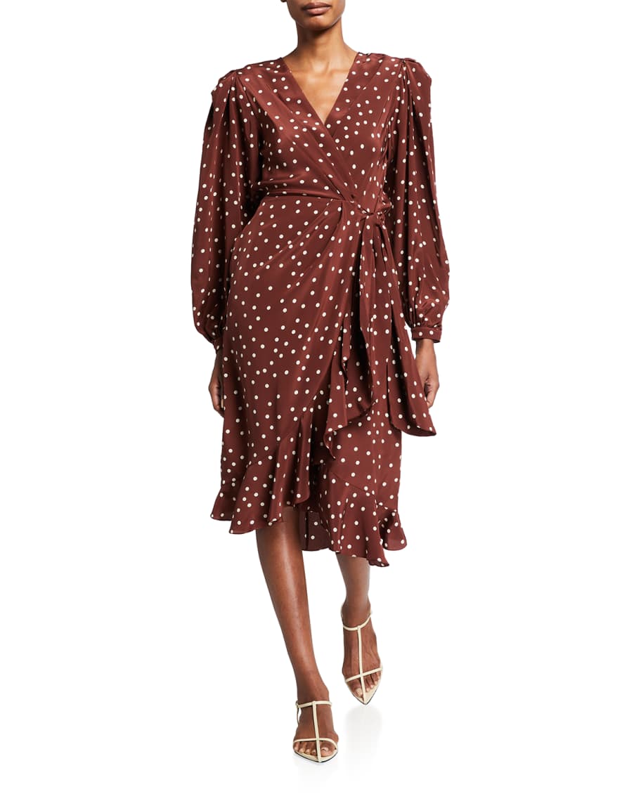 Geography Of Life Polka Dot Crepe Wrap Dress