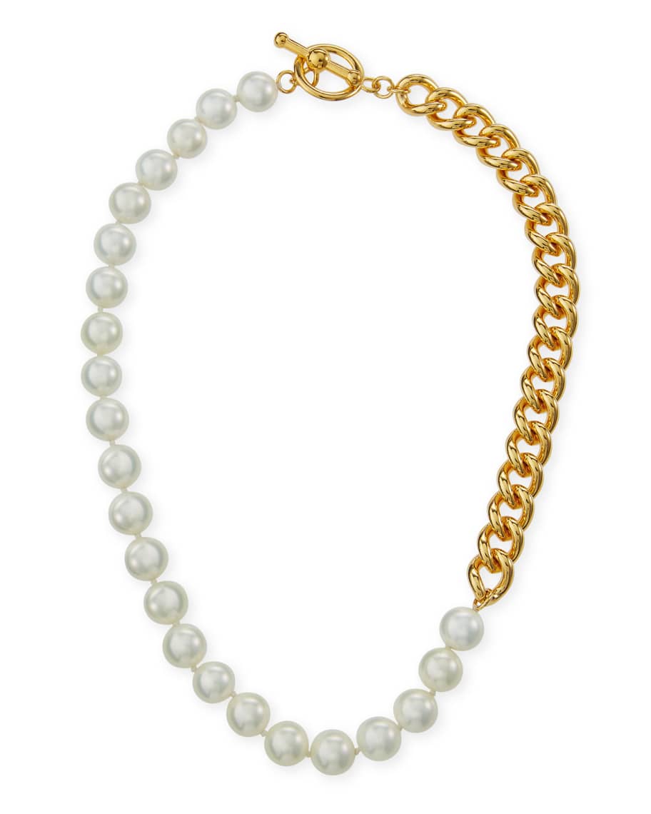 Kenneth Jay Lane Half Chain Beaded Necklace | Neiman Marcus