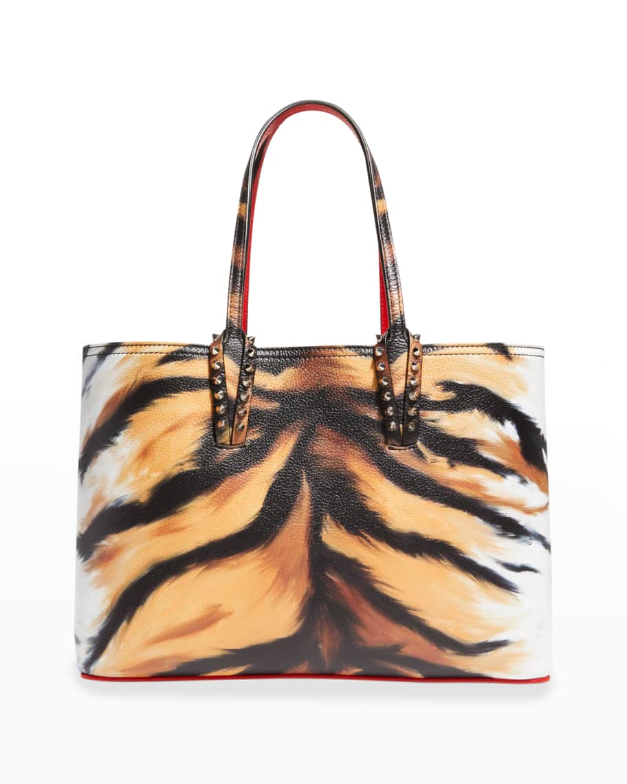 Christian Louboutin Cabata Small Tiger-Print Spiked Tote Bag | Neiman ...