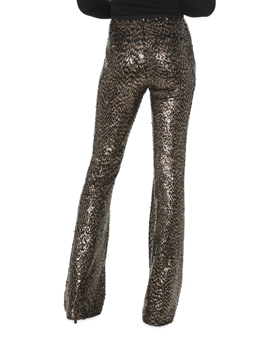 pink sequin flare pants