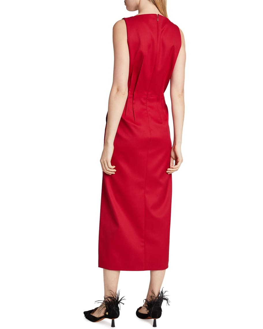 Image 2 of 2: Ethel Pintucked Wool-Blend Midi Dress