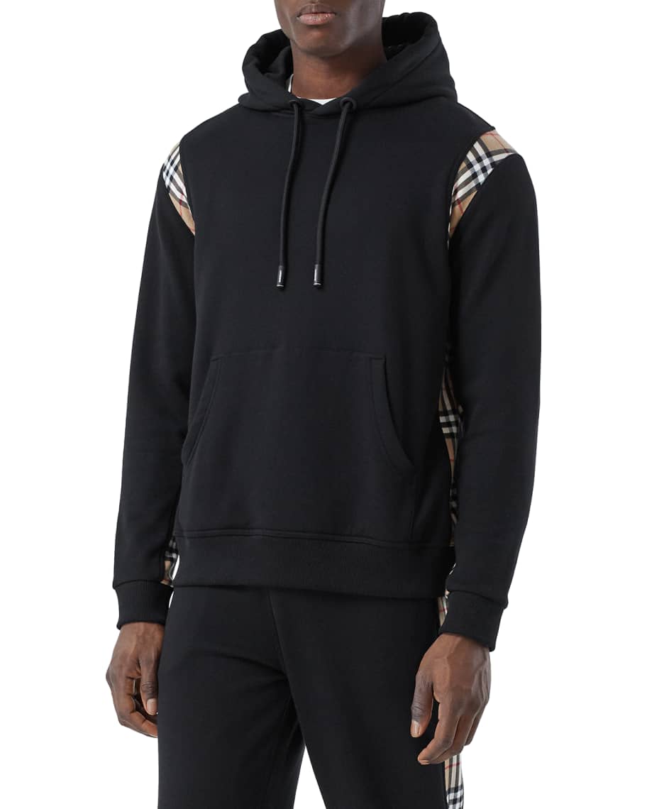 Burberry Men's Hoodie with Vintage Check Trim | Neiman Marcus