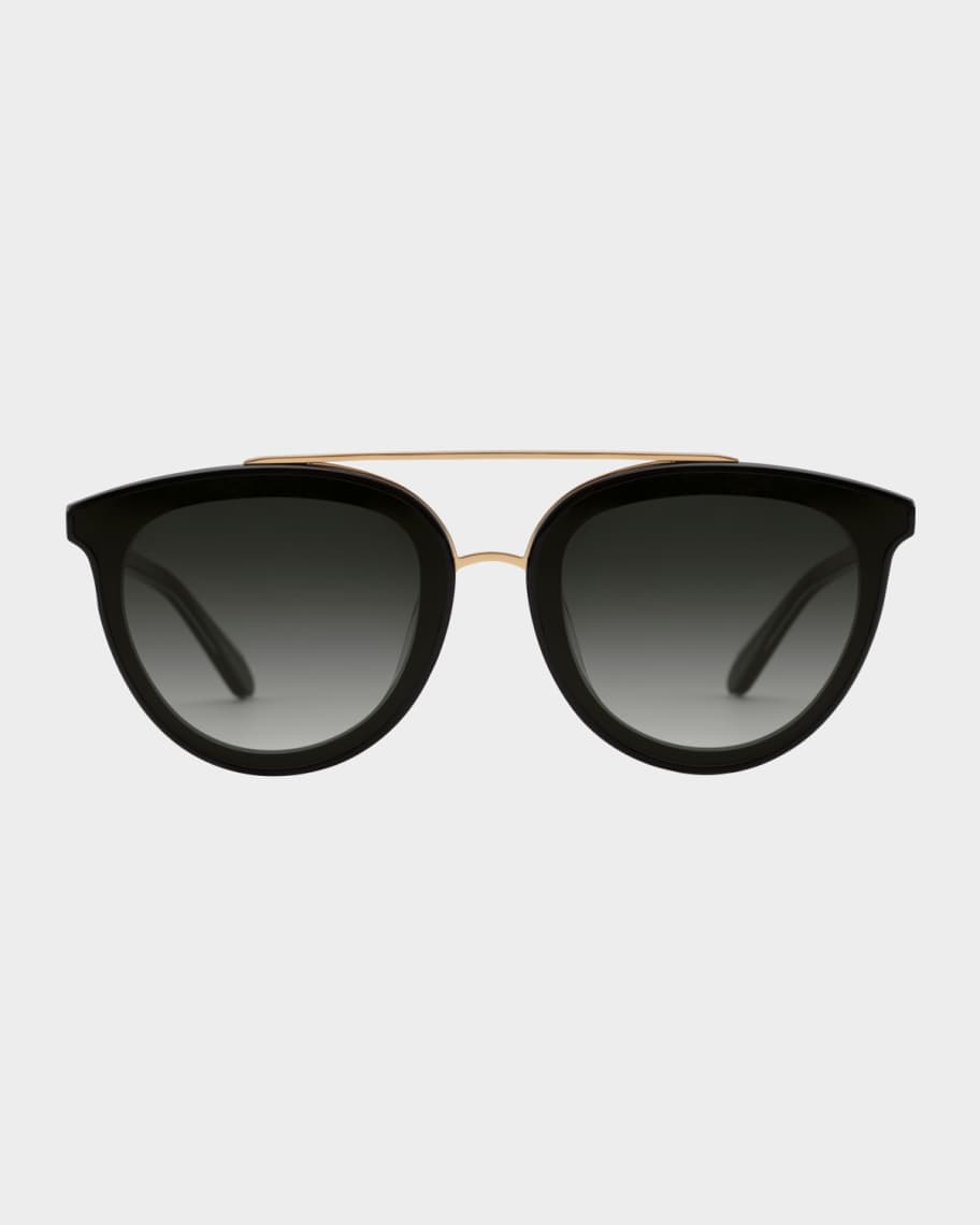 KREWE Clio Round Acetate Sunglasses, Black Neiman Marcus