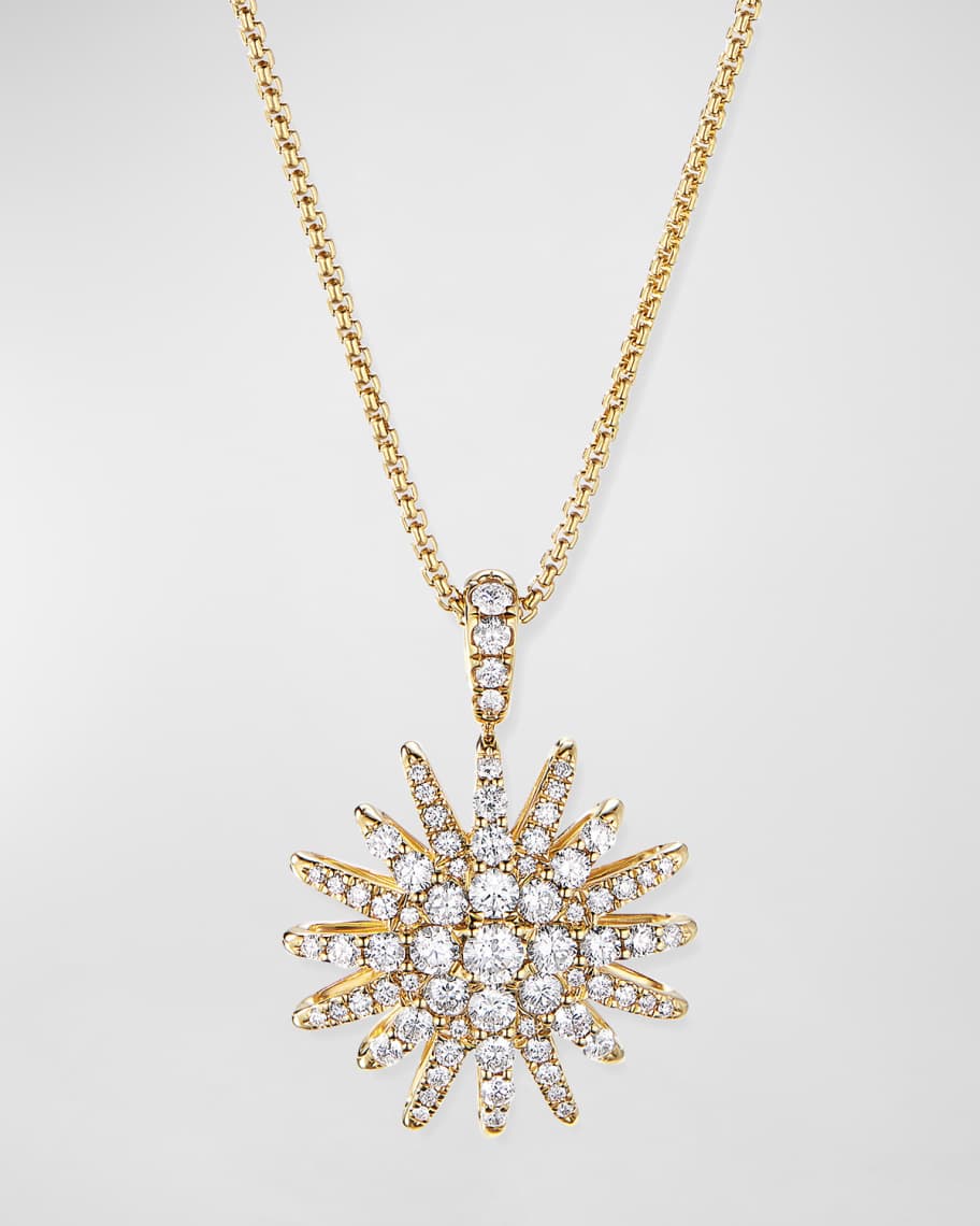 David Yurman 18k Diamond Starburst Pendant Necklace Neiman Marcus