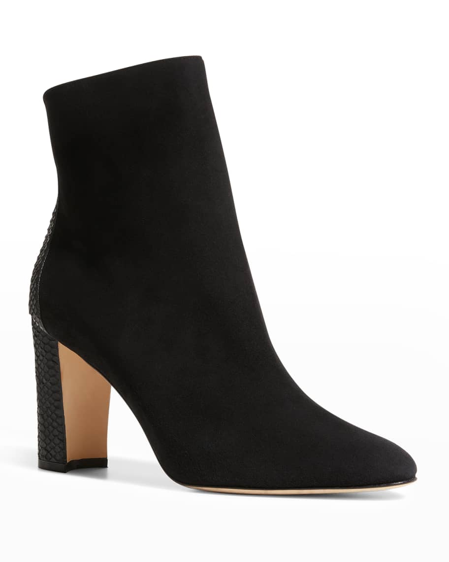 suede snakeskin booties