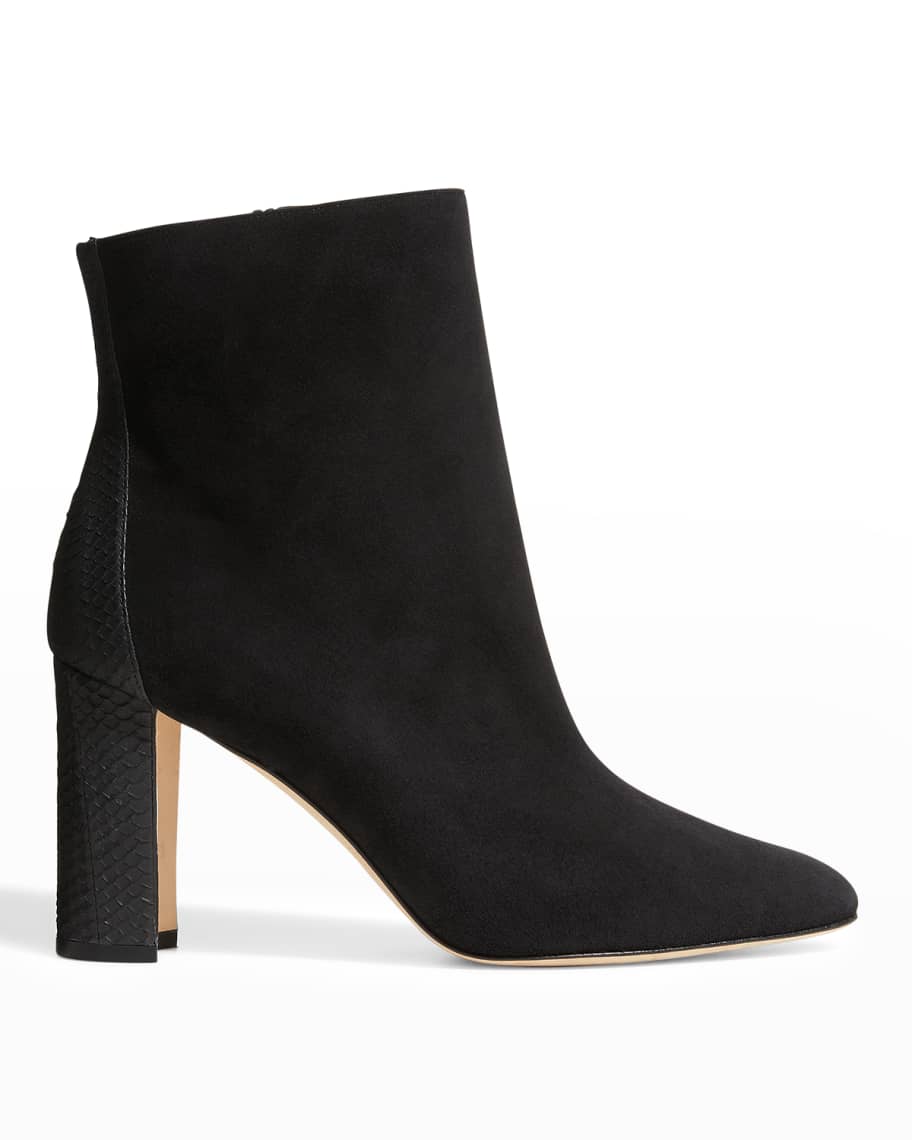 suede snakeskin booties