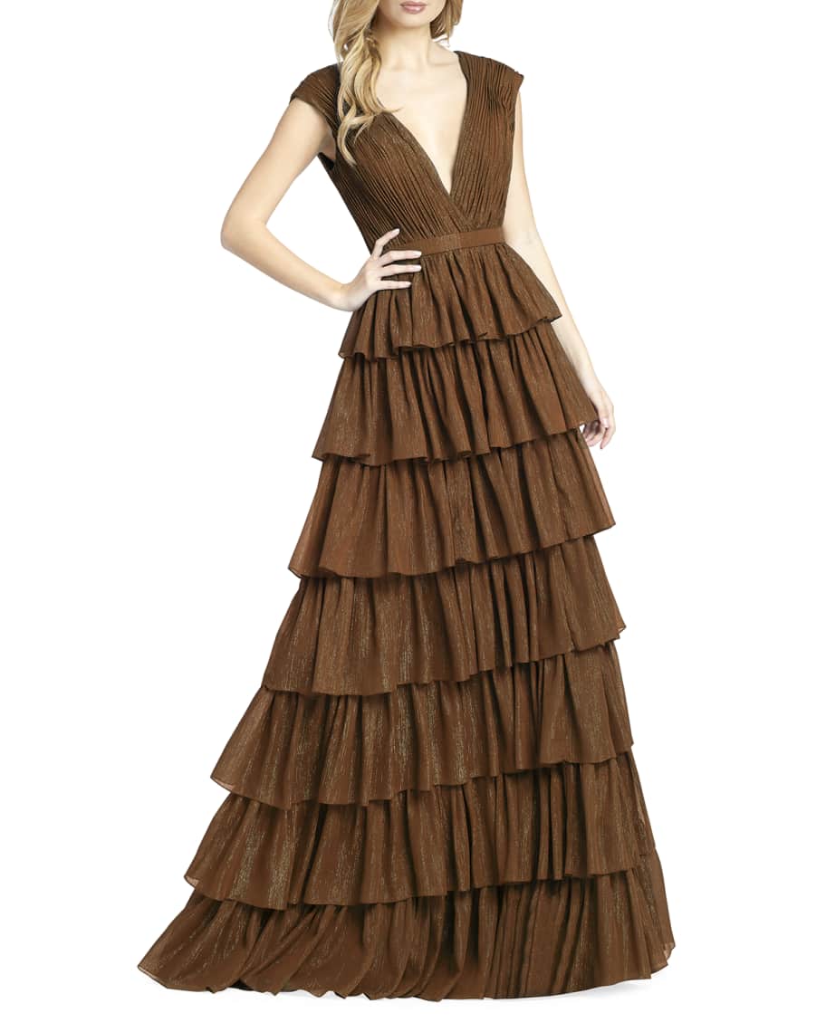 mac duggal cascading ruffle gown