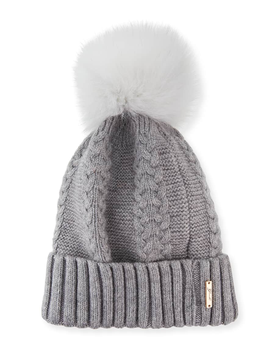 Gorski Knit Hat With Fox Pompom | Neiman Marcus