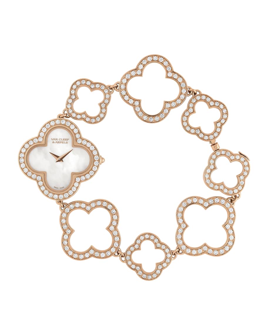 Van Cleef & Arpels Vintage Alhambra Pink Gold Bracelet Watch Neiman