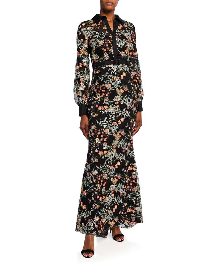 Badgley mischka embroidered dress sales