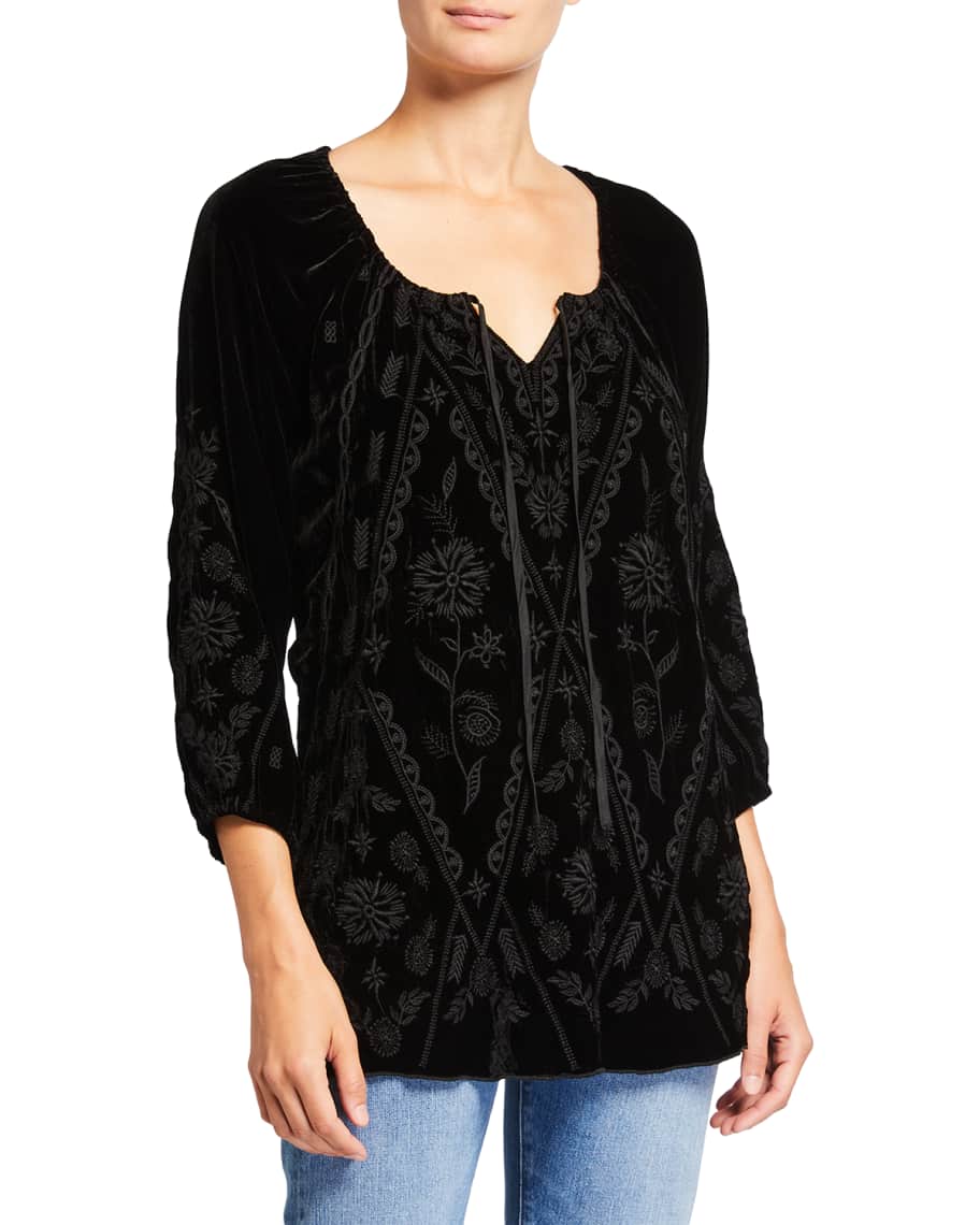 Johnny Was Kyla Velvet Peasant Blouse