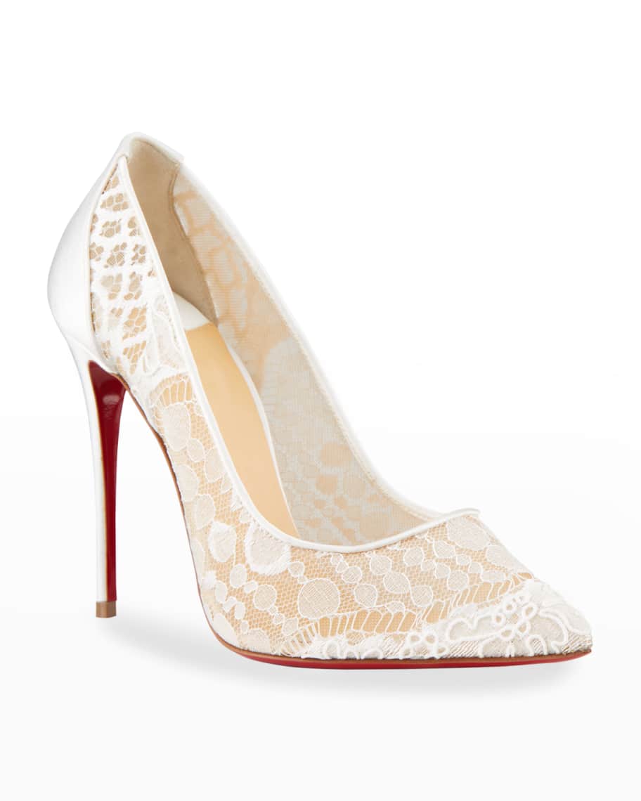 Christian Louboutin Follies 100mm Lace Red Sole High-Heel Pumps ...