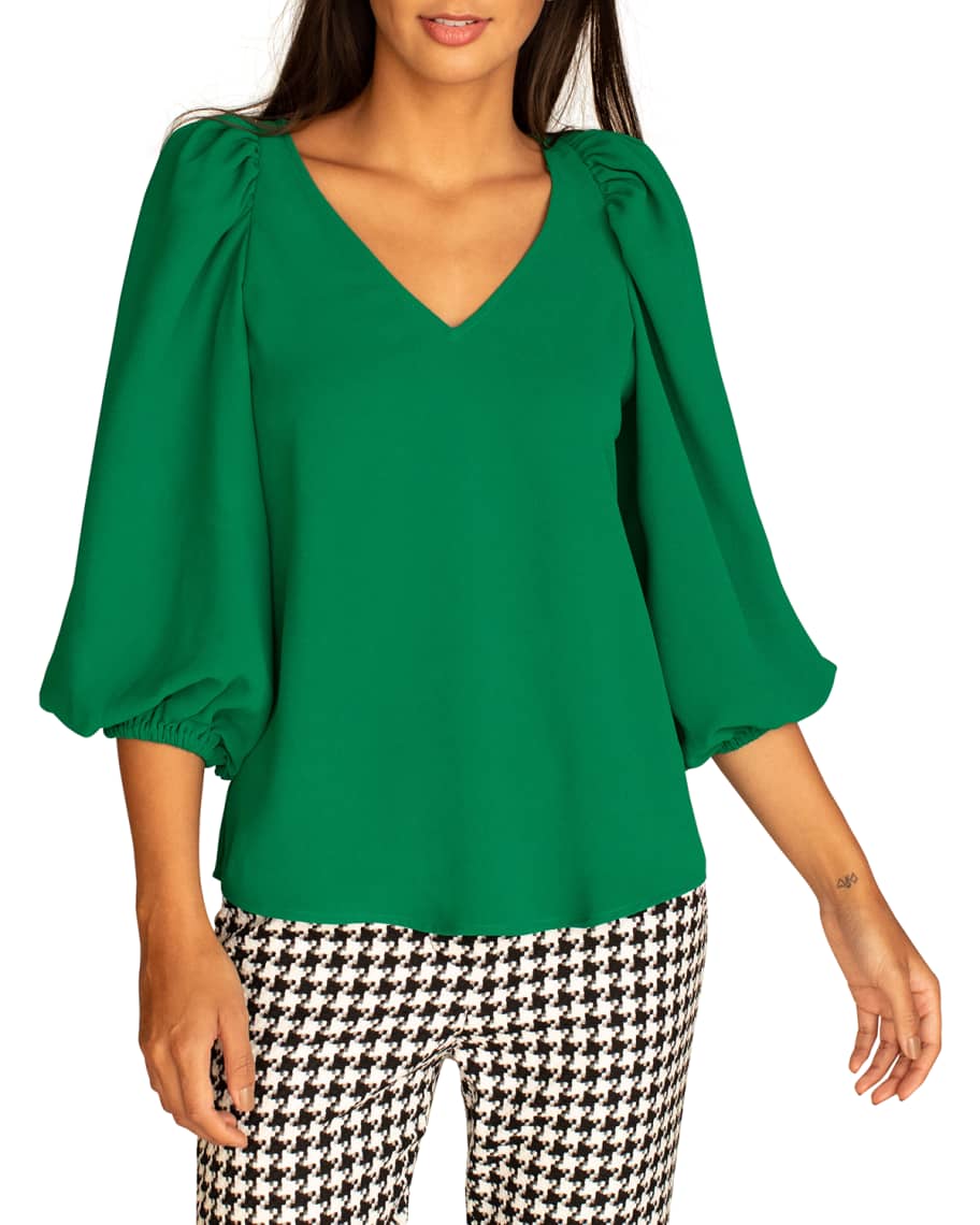 Trina Turk Danise Blouson 3/4Sleeve Top Neiman Marcus