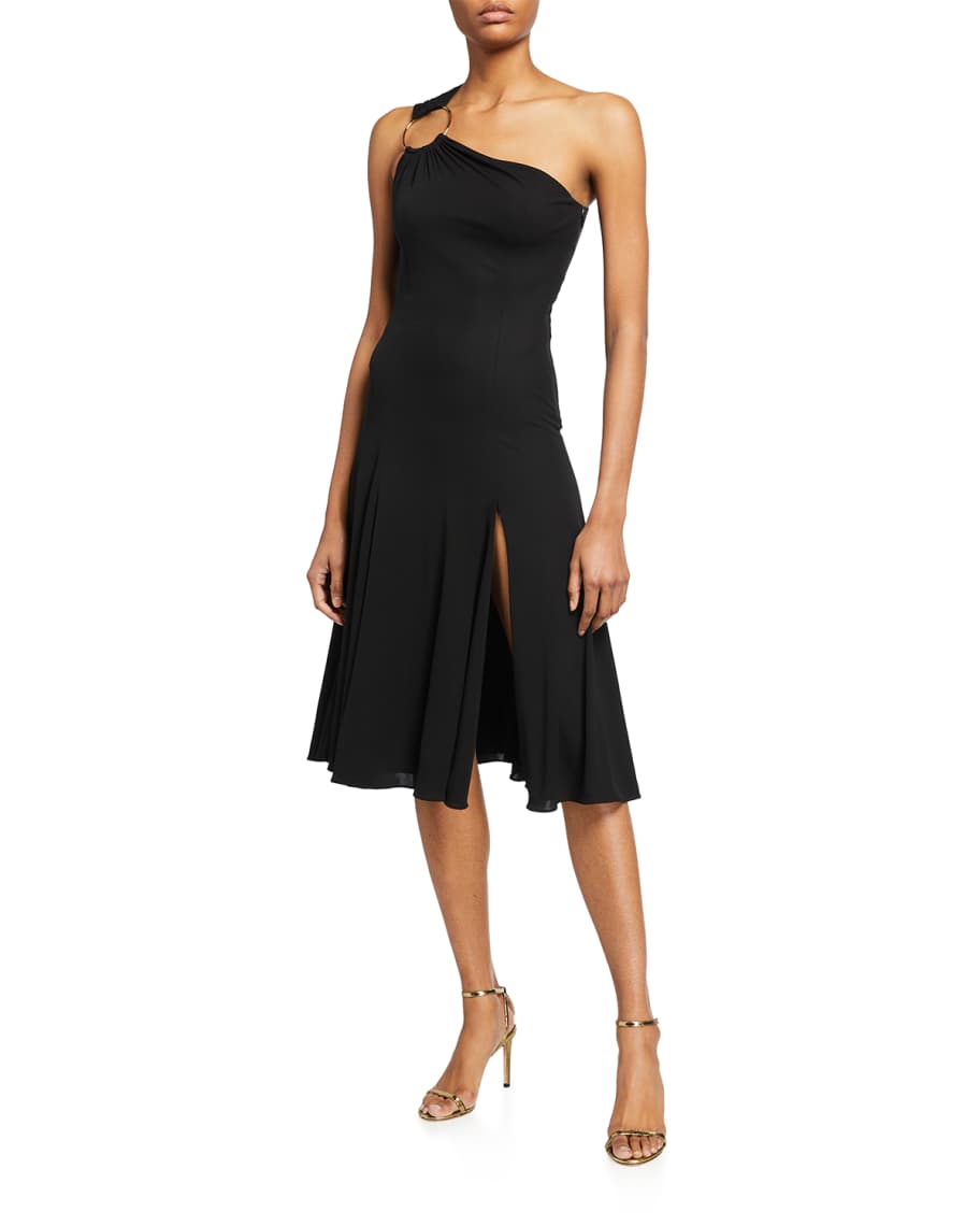 Versace One-Shoulder Jersey Dress w/ Ring Hardware | Neiman Marcus