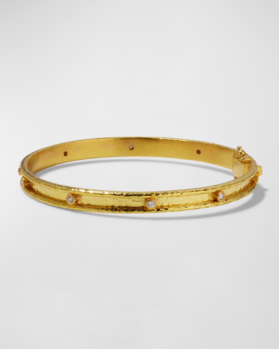 Elizabeth Locke 19k Narrow Diamond Bangle Bracelet | Neiman Marcus