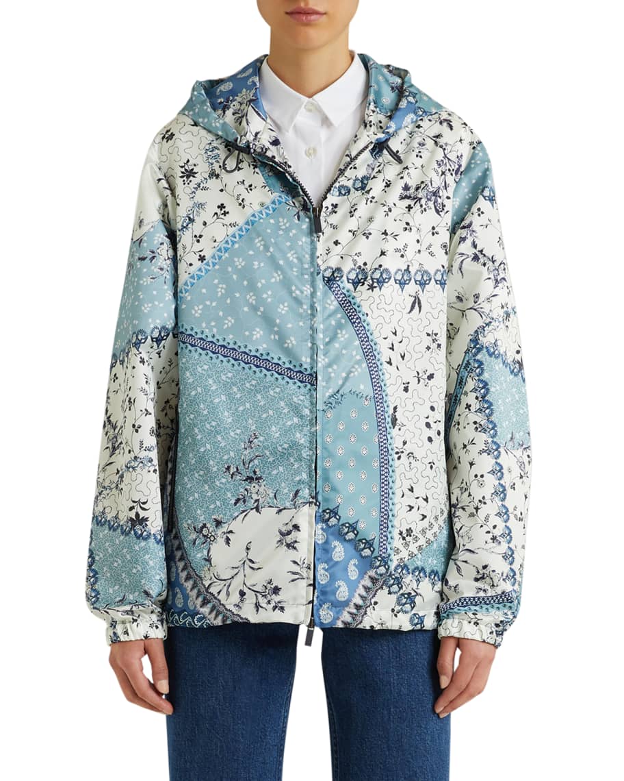 Etro Patchwork Zip-Up Hooded Jacket | Neiman Marcus