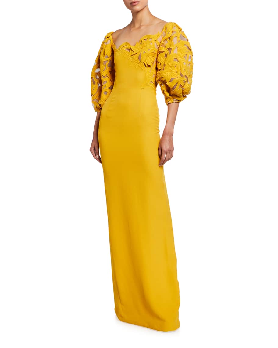 angeles puff sleeve cutout dress