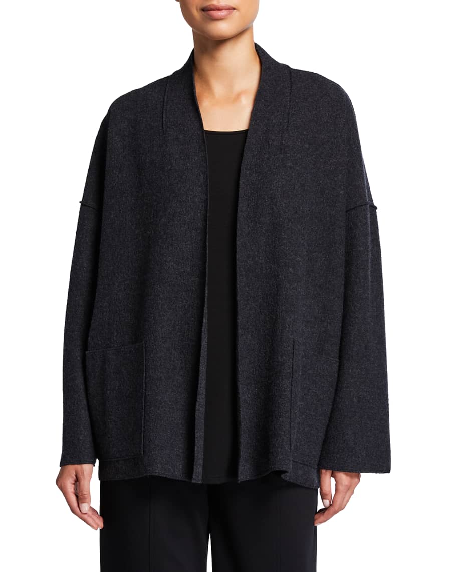 Eileen Fisher Boiled Wool High-Collar Jacket | Neiman Marcus