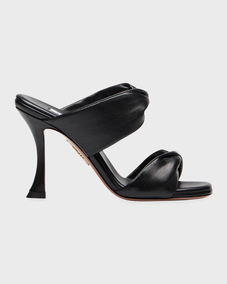 Aquazzura Twist Napa Stiletto Slide Sandals | Neiman Marcus