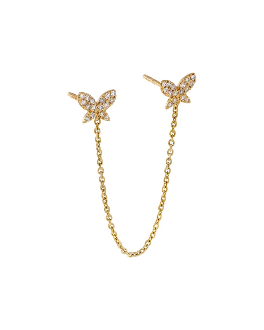 ADINAS JEWELS 14k Butterfly Diamond Double Piercing Single Earring ...