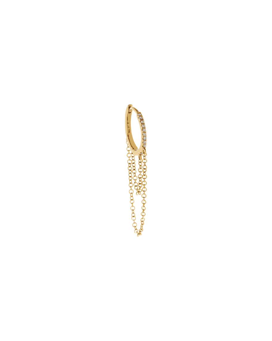 ADINAS JEWELS 14k Gold Diamond Double Chain Huggie Earring, Single ...