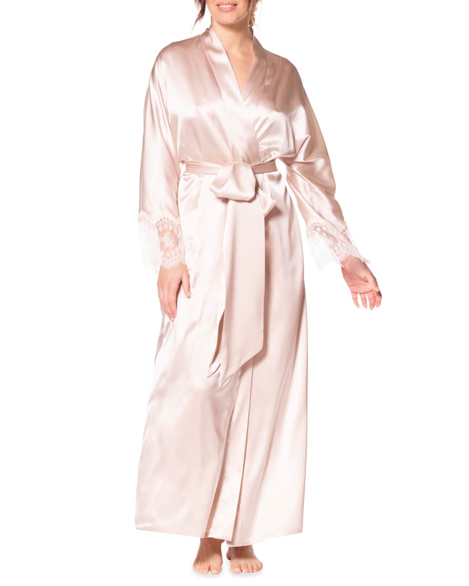 Christine Lingerie Heirloom Silk Charmeuse Long Robe | Neiman Marcus