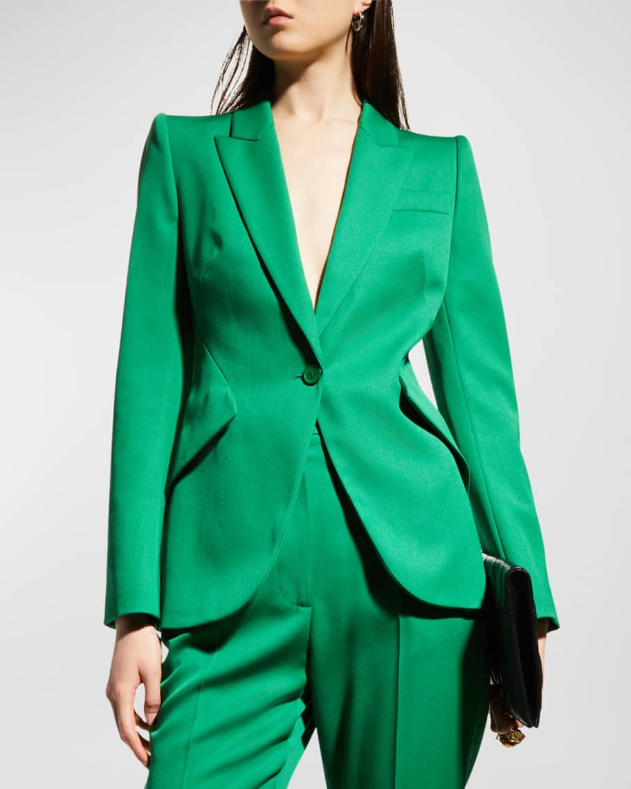 Alexander McQueen V-Neck 1-Button Blazer Jacket | Neiman Marcus