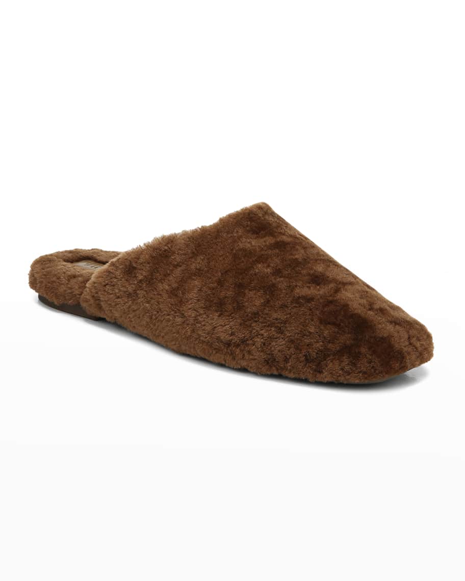 Vince Caela Curly Lamb Fur Flat Slippers Neiman Marcus