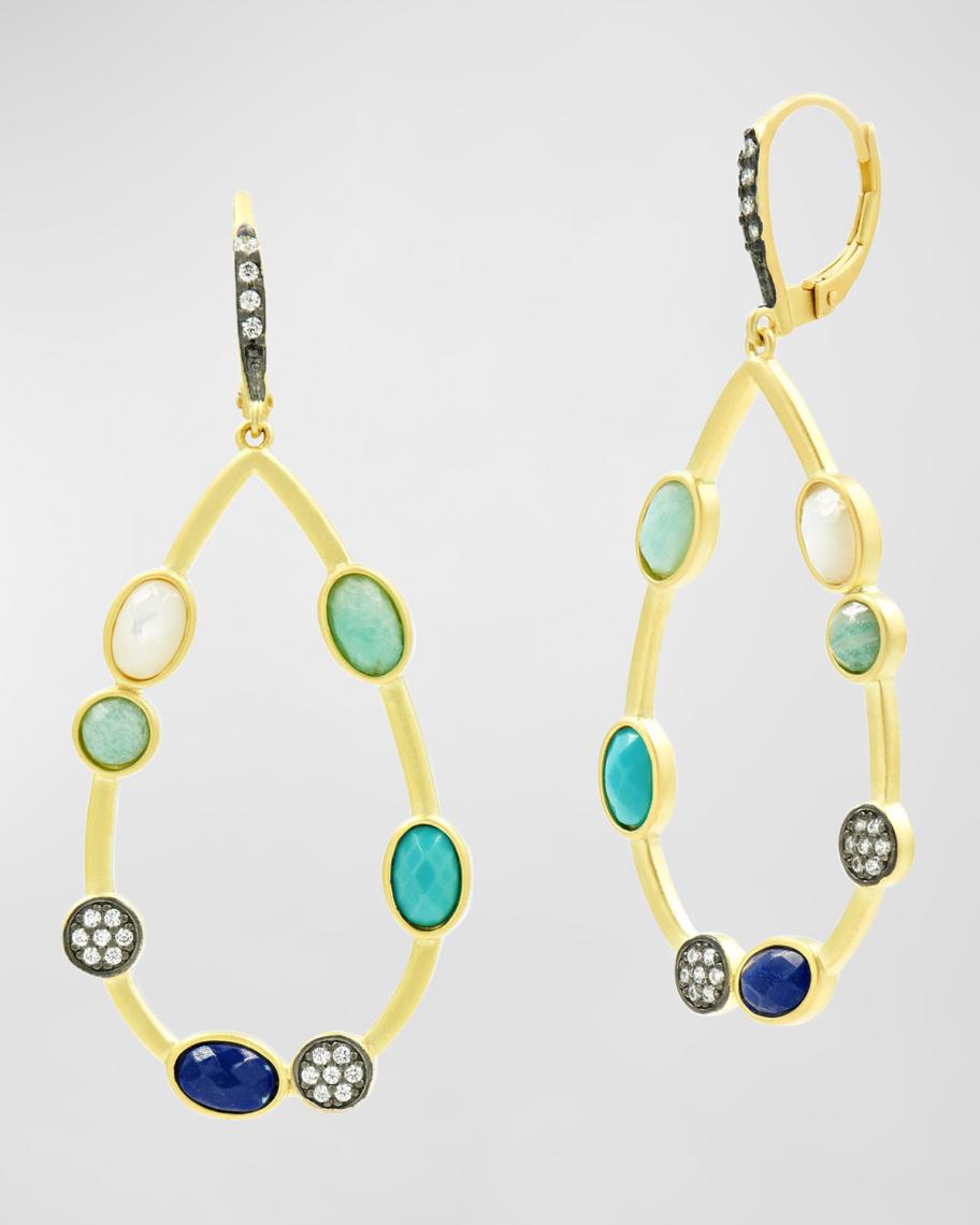 Freida Rothman Multi Stone Open Drop Earrings with Lapis | Neiman Marcus