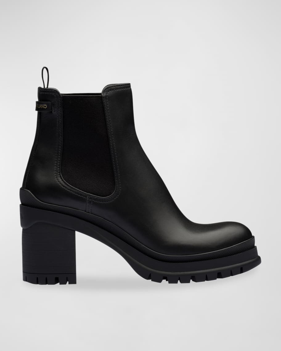 Prada 55mm Leather Pull-On Ankle Booties | Neiman Marcus