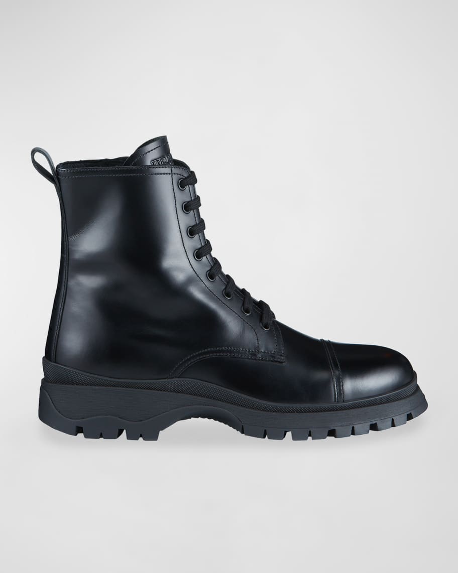 Prada x Louis Vuitton Patent Leather Ladies Combat Boots - Black