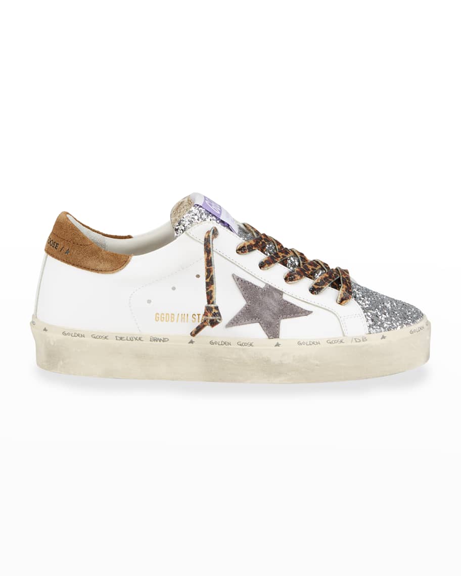 Golden Goose Hi-Star Mix-Media Low-Top Sneakers | Neiman Marcus