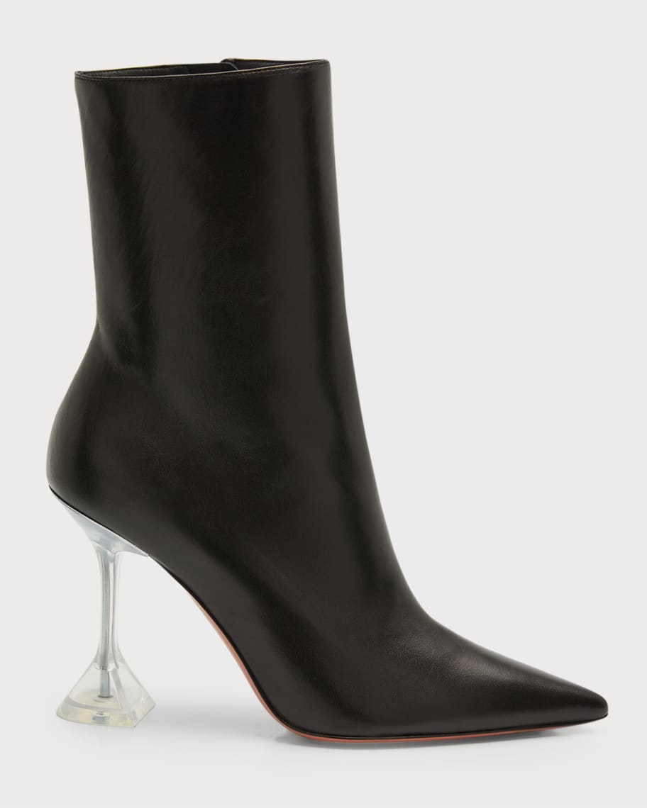 Image 1 of 6: Giorgia Napa Clear-Heel Ankle Booties