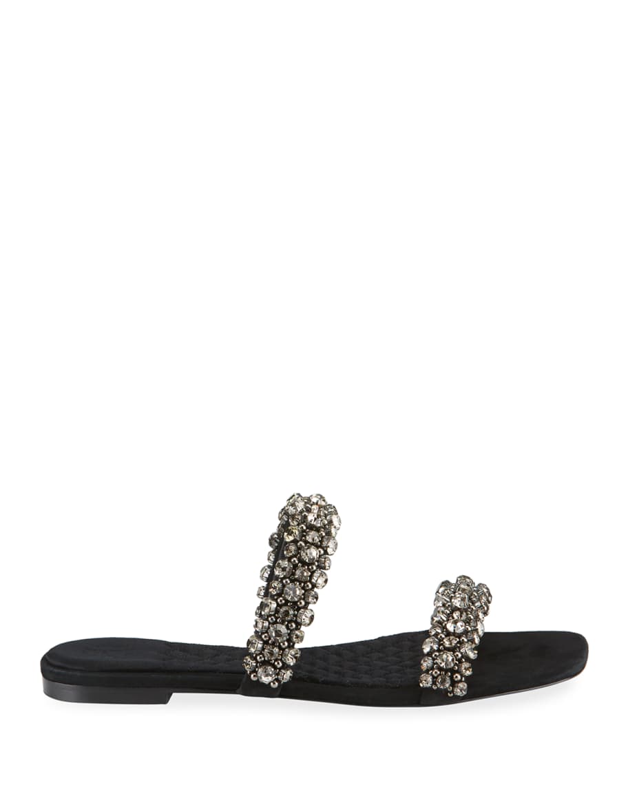 Tory Burch Crystal Two-Band Slide Sandals | Neiman Marcus