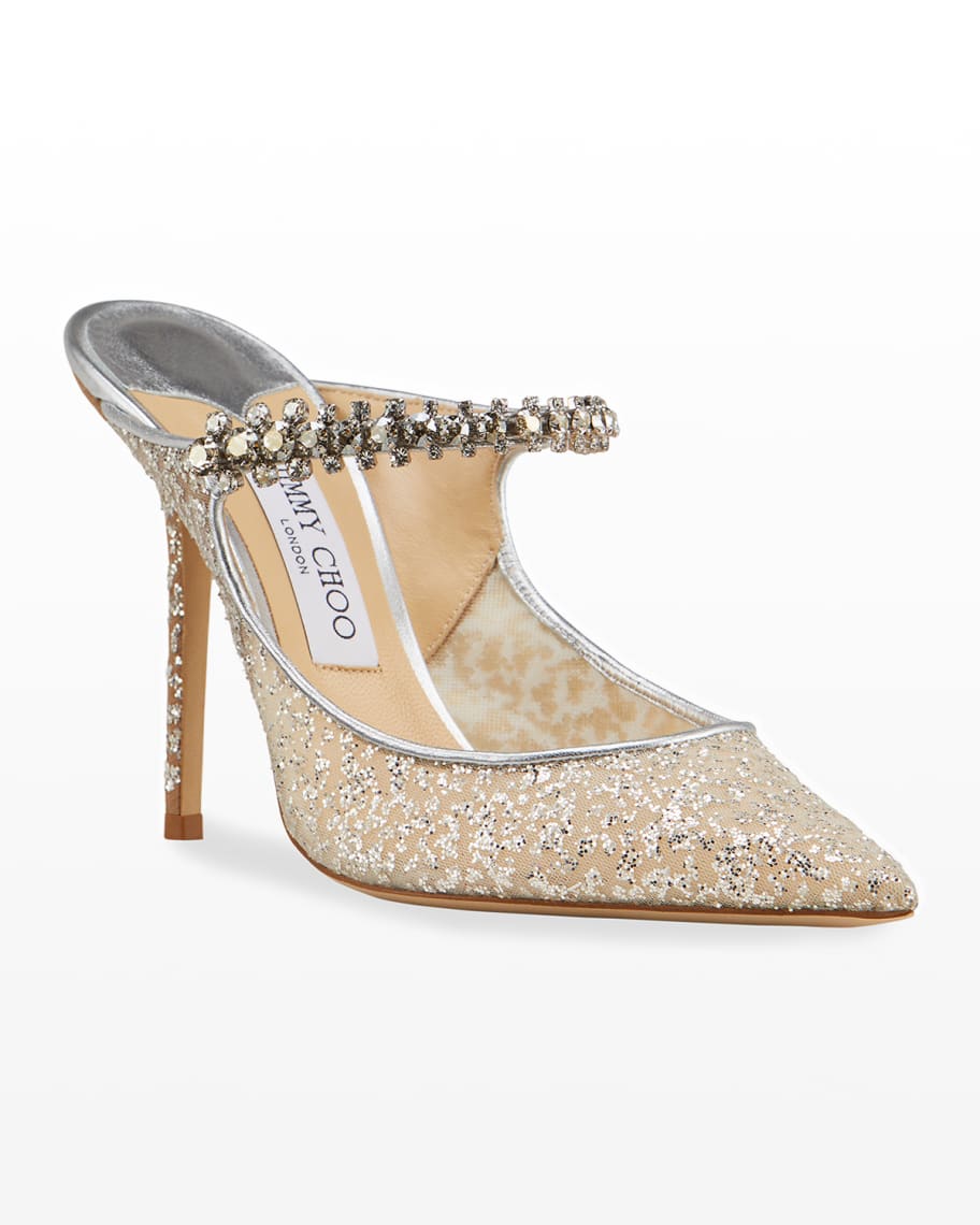 Jimmy Choo Bing Shimmery Crystal-Strap Pumps | Neiman Marcus