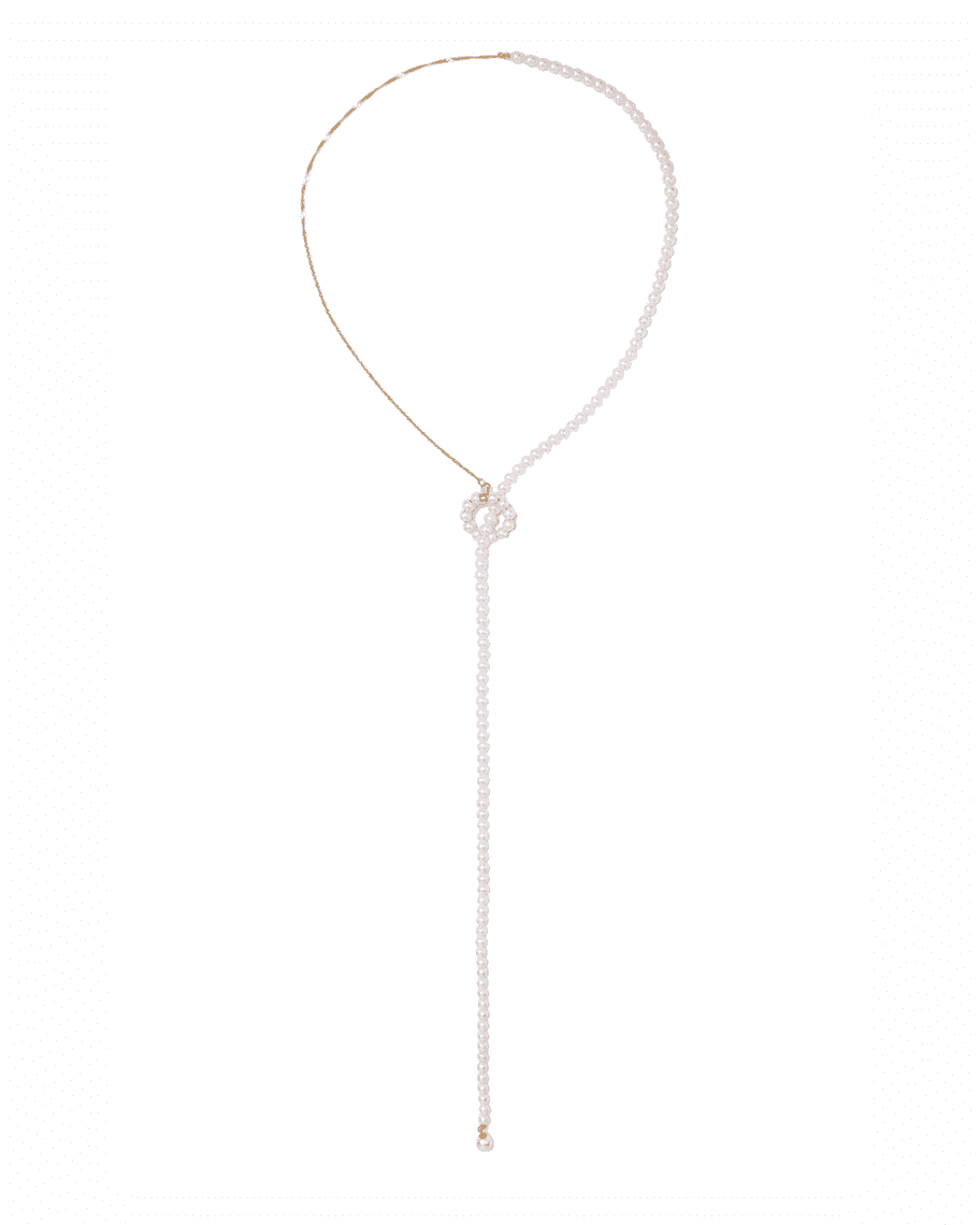 POPPY FINCH 14k Gold Pearl Lariat Chain Necklace | Neiman Marcus