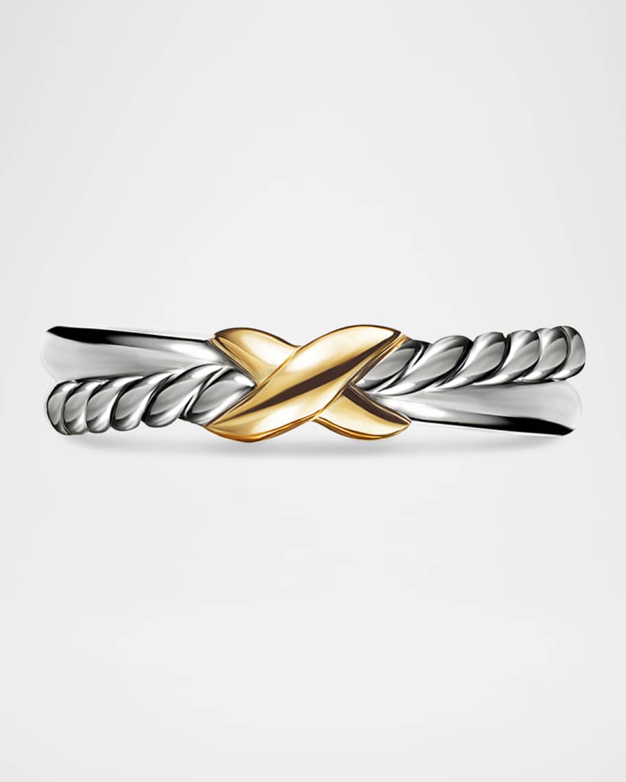 David Yurman Petite X Ring in Silver with 18K Gold, 4mm | Neiman