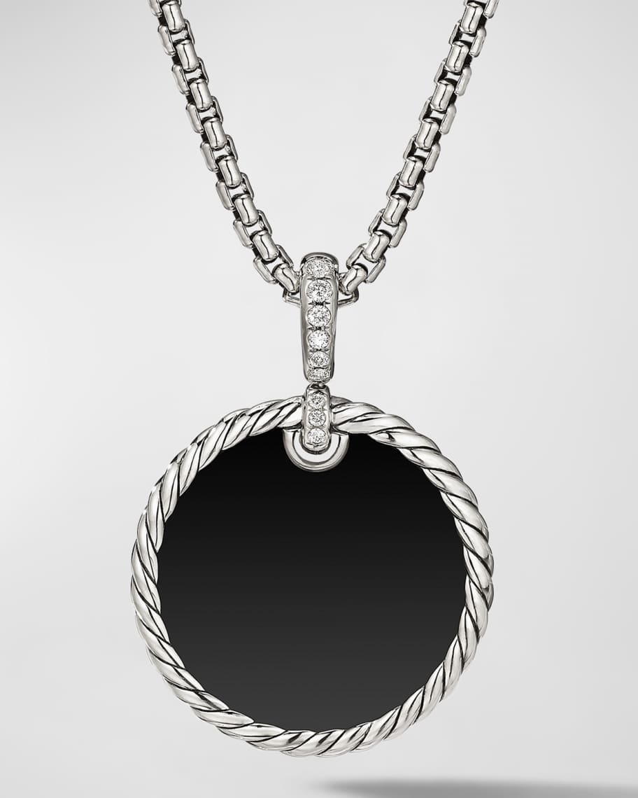 David Yurman DY Elements Disc Pendant with Black Onyx and Mother-of-Pearl and Pave Diamonds, 24mm