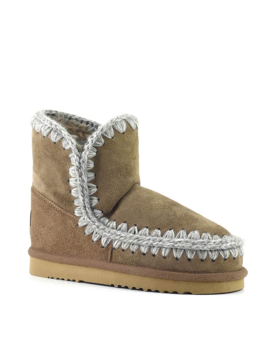 mou Kid's Suede Sheepskin Snow Boots w/ Fur-Trim | Neiman Marcus