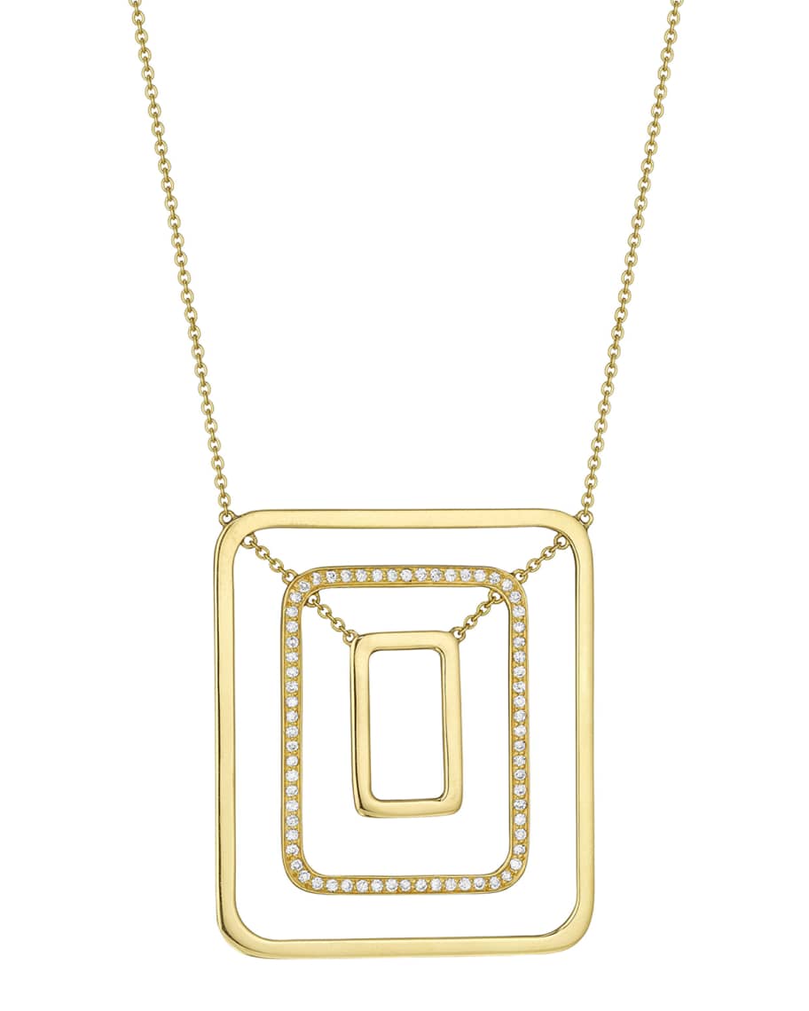 mimi❣️ Mimi So Piece 18k Yellow Gold Large Square Swing Center Diamond