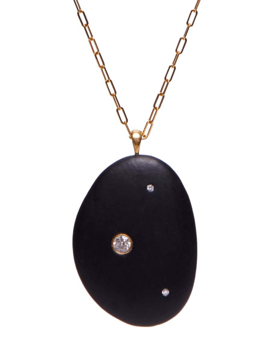 CVC Stones One of a Kind Black Stone Necklace with Diamonds