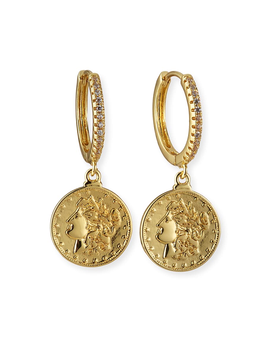 FALLON Firenze Coin Charm Hoop Earrings | Neiman Marcus