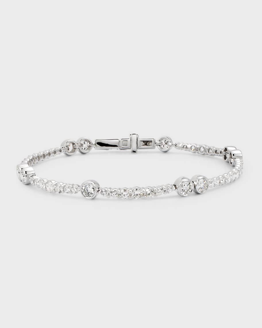Neiman Marcus Diamonds 18K White Gold Diamond Tennis Bracelet, 4.80tcw
