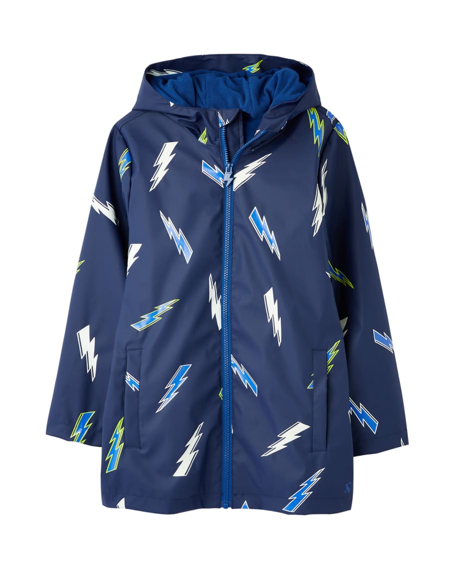 Joules Girl's Skipper Lightning Bolt Waterproof Rain Coat, Size 26