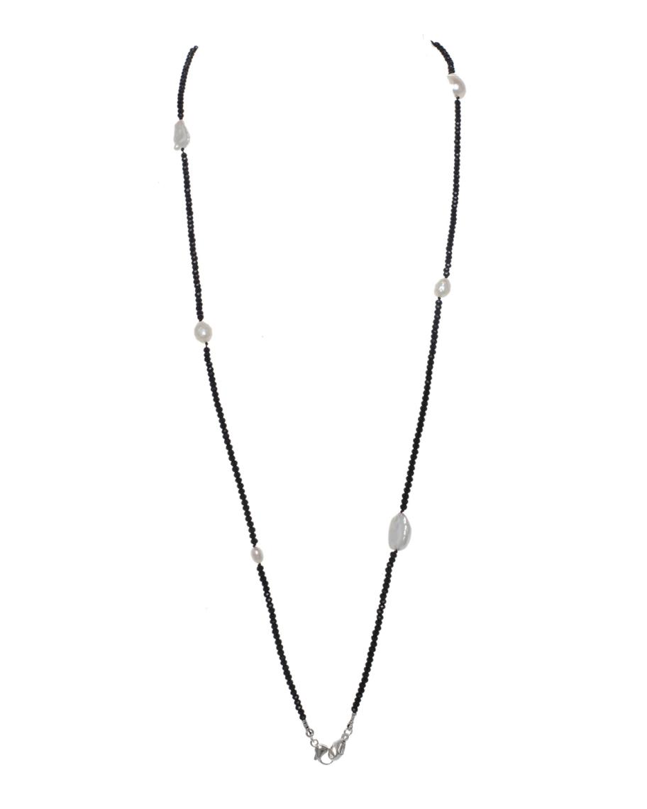 Margo Morrison Black Spinel and Freshwater Pearl Mask Chain/Necklace ...