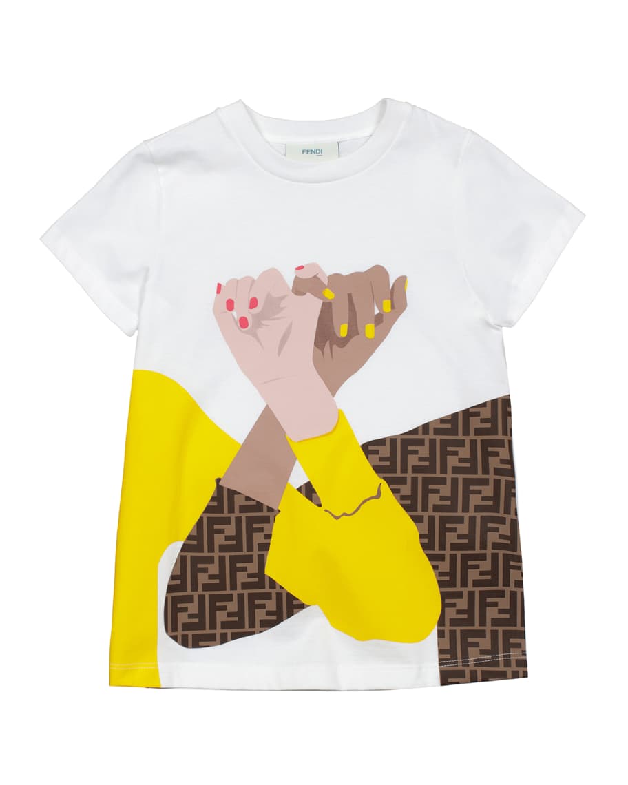 Fendi Girl's Pinky Swear Logo Cotton Graphic TShirt, Size 46 Neiman