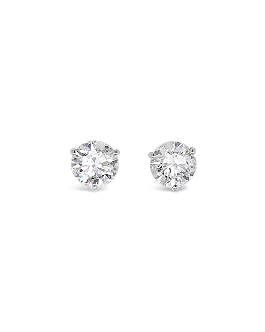 Neiman Marcus Diamonds 18k White Gold 3-Prong Diamond Earrings, 4tcw ...
