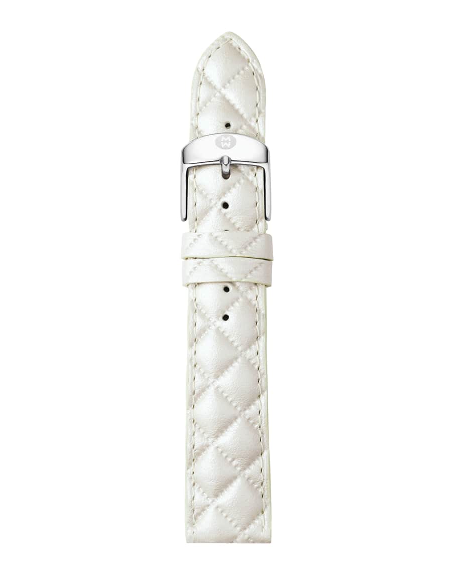 MICHELE 16mm Quilted Leather Watch Strap White Neiman Marcus